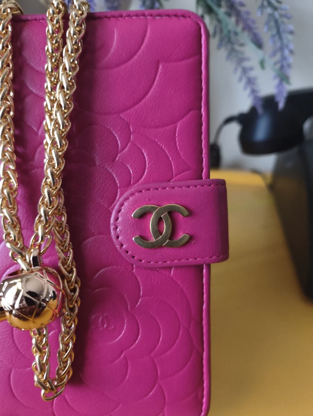 CHANEL Pink Camellia Embossed Compact Wallet W Chain 2010 - Picture 4 of 9
